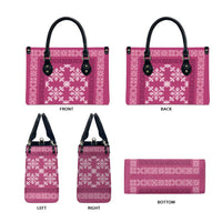 Hawaiian Quilt Pattern Leather Bag Pink Hawaii Culture Tropical - Polynesian Pride