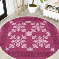 Hawaiian Quilt Pattern Round Carpet Pink Hawaii Culture Tropical - Polynesian Pride