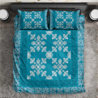 Hawaiian Quilt Pattern Bedding Set Teal Hawaii Culture Tropical - Polynesian Pride