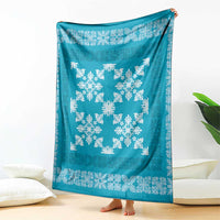 Hawaiian Quilt Pattern Blanket Teal Hawaii Culture Tropical - Polynesian Pride