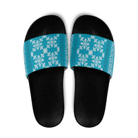 Hawaiian Quilt Pattern Slide Sandals Teal Hawaii Culture Tropical - Polynesian Pride