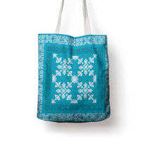 Hawaiian Quilt Pattern Tote Bag Teal Hawaii Culture Tropical - Polynesian Pride