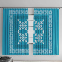 Hawaiian Quilt Pattern Window Curtain Teal Hawaii Culture Tropical - Polynesian Pride