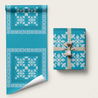 Hawaiian Quilt Pattern Wrapping Paper Teal Hawaii Culture Tropical - Polynesian Pride