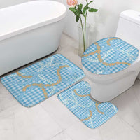 Blue Tropical Floral Palaka Bathroom Set Hawaiian Quilt Pattern - Polynesian Pride