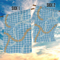 Blue Tropical Floral Palaka Garden Flag Hawaiian Quilt Pattern - Polynesian Pride