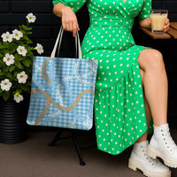 Blue Tropical Floral Palaka Tote Bag Hawaiian Quilt Pattern - Polynesian Pride