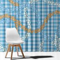 Blue Tropical Floral Palaka Window Curtain Hawaiian Quilt Pattern - Polynesian Pride