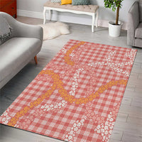 Pink Tropical Floral Palaka Area Rug Hawaiian Quilt Pattern - Polynesian Pride