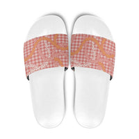 Pink Tropical Floral Palaka Slide Sandals Hawaiian Quilt Pattern - Polynesian Pride