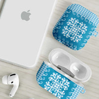 Blue Ulu Palaka Quilt Pattern AirPods Case Hawaii Culture Breadfruit - Polynesian Pride