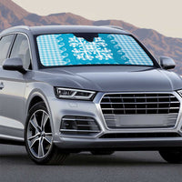 Blue Ulu Palaka Quilt Pattern Auto Sun Shade Hawaii Culture Breadfruit - Polynesian Pride