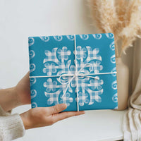 Blue Ulu Palaka Quilt Pattern Wrapping Paper Hawaii Culture Breadfruit - Polynesian Pride