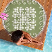 Green Ulu Palaka Quilt Pattern Beach Blanket Hawaii Culture Breadfruit - Polynesian Pride