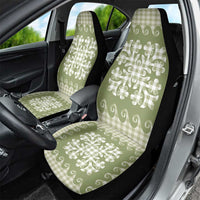 Green Ulu Palaka Quilt Pattern Car Seat Cover Hawaii Culture Breadfruit - Polynesian Pride