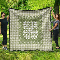 Green Ulu Palaka Quilt Pattern Quilt Hawaii Culture Breadfruit - Polynesian Pride