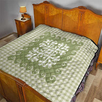 Green Ulu Palaka Quilt Pattern Quilt Hawaii Culture Breadfruit - Polynesian Pride