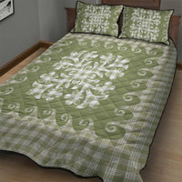 Green Ulu Palaka Quilt Pattern Quilt Bed Set Hawaii Culture Breadfruit - Polynesian Pride