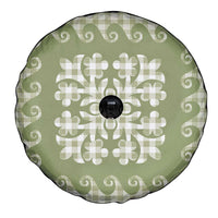 Green Ulu Palaka Quilt Pattern Spare Tire Cover Hawaii Culture Breadfruit - Polynesian Pride