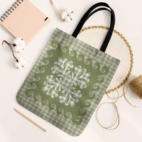 Green Ulu Palaka Quilt Pattern Tote Bag Hawaii Culture Breadfruit - Polynesian Pride