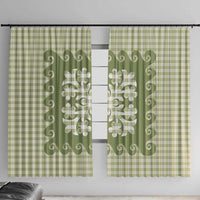 Green Ulu Palaka Quilt Pattern Window Curtain Hawaii Culture Breadfruit - Polynesian Pride