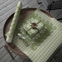 Green Ulu Palaka Quilt Pattern Wrapping Paper Hawaii Culture Breadfruit - Polynesian Pride