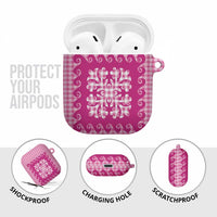 Pink Ulu Palaka Quilt Pattern AirPods Case Hawaii Culture Breadfruit - Polynesian Pride