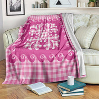 Pink Ulu Palaka Quilt Pattern Blanket Hawaii Culture Breadfruit - Polynesian Pride