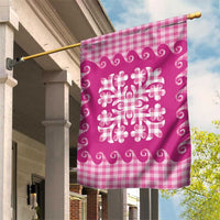 Pink Ulu Palaka Quilt Pattern Garden Flag Hawaii Culture Breadfruit - Polynesian Pride