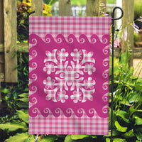 Pink Ulu Palaka Quilt Pattern Garden Flag Hawaii Culture Breadfruit - Polynesian Pride