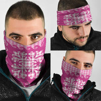 Pink Ulu Palaka Quilt Pattern Neck Gaiter Hawaii Culture Breadfruit - Polynesian Pride