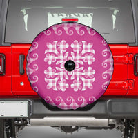 Pink Ulu Palaka Quilt Pattern Spare Tire Cover Hawaii Culture Breadfruit - Polynesian Pride