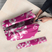 Pink Ulu Palaka Quilt Pattern Umbrella Hawaii Culture Breadfruit - Polynesian Pride