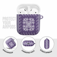 Purple Ulu Palaka Quilt Pattern AirPods Case Hawaii Culture Breadfruit LT9 - Polynesian Pride