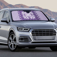 Purple Ulu Palaka Quilt Pattern Auto Sun Shade Hawaii Culture Breadfruit - Polynesian Pride