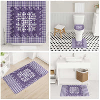 Purple Ulu Palaka Quilt Pattern Bathroom Set Hawaii Culture Breadfruit - Polynesian Pride