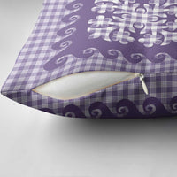 Purple Ulu Palaka Quilt Pattern Pillow Cover Hawaii Culture Breadfruit - Polynesian Pride