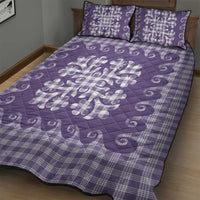 Purple Ulu Palaka Quilt Pattern Quilt Bed Set Hawaii Culture Breadfruit - Polynesian Pride