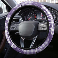 Purple Ulu Palaka Quilt Pattern Steering Wheel Cover Hawaii Culture Breadfruit - Polynesian Pride