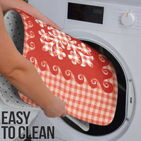 Red Ulu Palaka Quilt Pattern Bathroom Set Hawaii Culture Breadfruit - Polynesian Pride