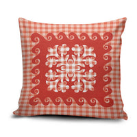Red Ulu Palaka Quilt Pattern Pillow Cover Hawaii Culture Breadfruit - Polynesian Pride
