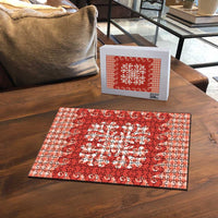 Red Ulu Palaka Quilt Pattern Puzzle Hawaii Culture Breadfruit - Polynesian Pride