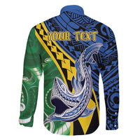 Personalised Crocodile and Shark Solomon Islands Family Matching Puletasi and Hawaiian Shirt Polynesian Tribal Tattoo