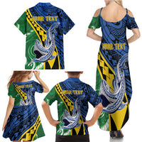 Personalised Crocodile and Shark Solomon Islands Family Matching Summer Maxi Dress and Hawaiian Shirt Polynesian Tribal Tattoo