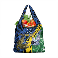 Personalised Crocodile and Shark Solomon Islands Grocery Bag Polynesian Tribal Tattoo LT9 1-pack One Size Green - Polynesian Pride