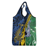 Personalised Crocodile and Shark Solomon Islands Grocery Bag Polynesian Tribal Tattoo LT9 - Polynesian Pride