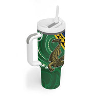 Personalised Crocodile and Shark Solomon Islands Tumbler With Handle Polynesian Tribal Tattoo