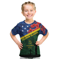 Personalised Solomon Islands Remembrance Day Kid T Shirt We Will Remember Them with Camouflage Style