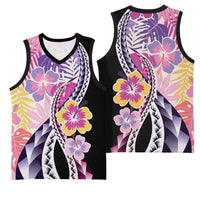 Aloha Vintage Hibiscus Lei Seamless Pattern Basketball Jersey - Polynesian Pride