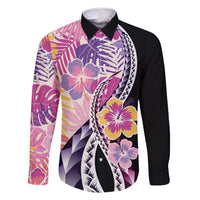 Aloha Vintage Hibiscus Lei Seamless Pattern Family Matching Mermaid Dress and Hawaiian Shirt - Polynesian Pride